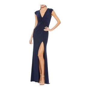 Ieena Cap Sleeve Jersey high front slit Gown size 6 NWT